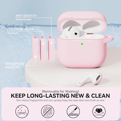 Gladiadora® Airpods 4 Cover Silicone Case (2024) Active Noise Cancellation (ANC) with Keychain Protective Case (Peach) - Image 5