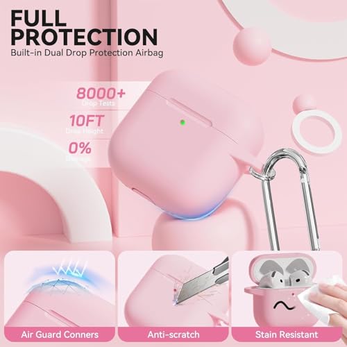 Gladiadora® Airpods 4 Cover Silicone Case (2024) Active Noise Cancellation (ANC) with Keychain Protective Case (Peach) - Image 4