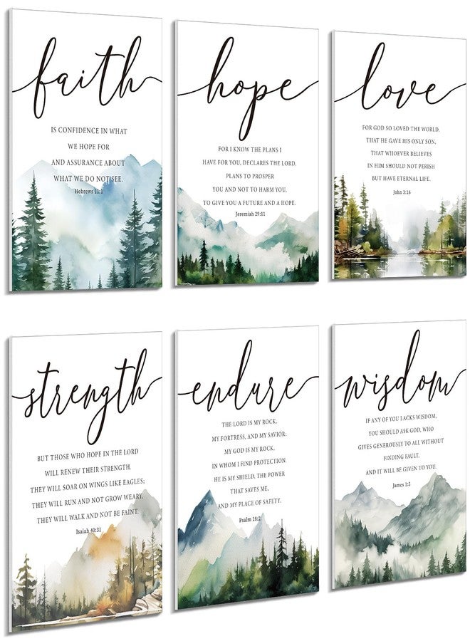 Sacubee 6 Pack Acoustic Christian Art Panels 12" x 16" Faith Hope Love Soundproof Wall Panels Self Adhesive Bible Verse Decor Religious Sound Absorbing Treatment for Home Father Day(Mountain) - Image 1