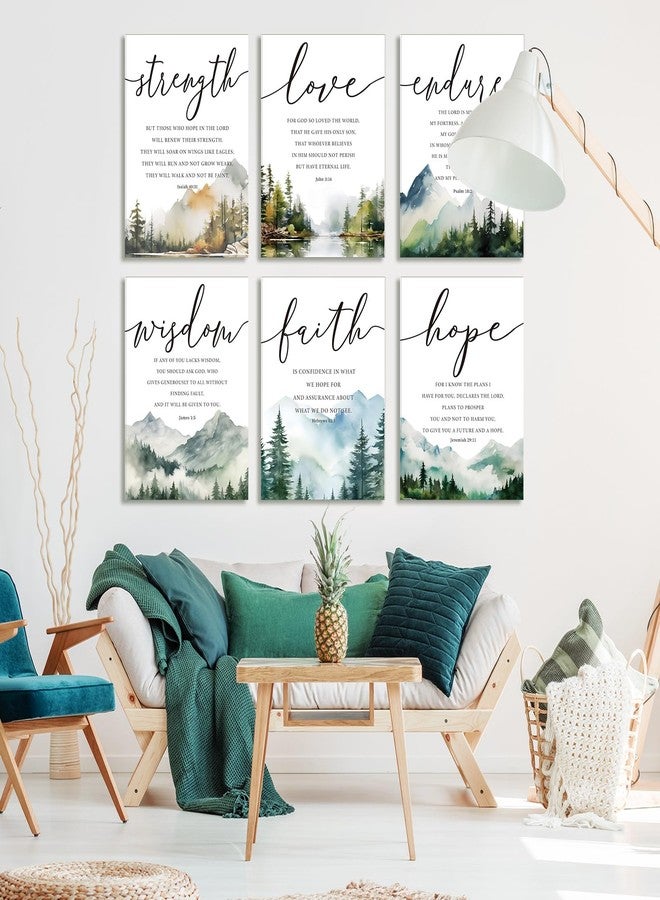 Sacubee 6 Pack Acoustic Christian Art Panels 12" x 16" Faith Hope Love Soundproof Wall Panels Self Adhesive Bible Verse Decor Religious Sound Absorbing Treatment for Home Father Day(Mountain) - Image 5