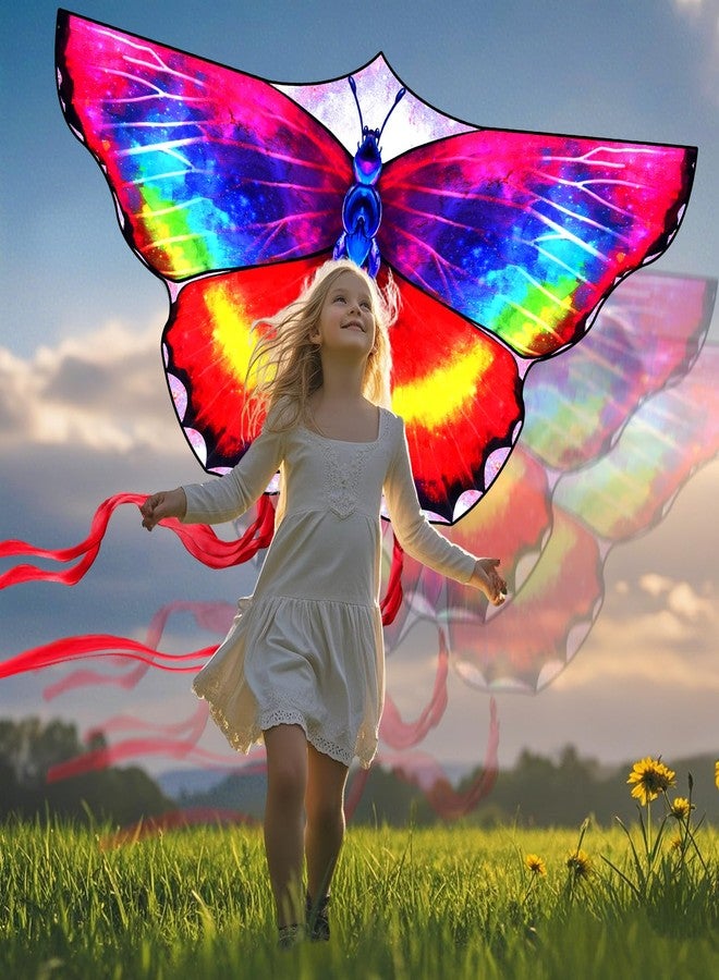 FejoHify Butterfly Kite Kids Adults Easy to Fly Assemble Ages 4-8 8-12 Single line String Handle 210t Ripstop Nylon Fabric Beach Park Outdoor Activities (Multi-Color) - Image 4