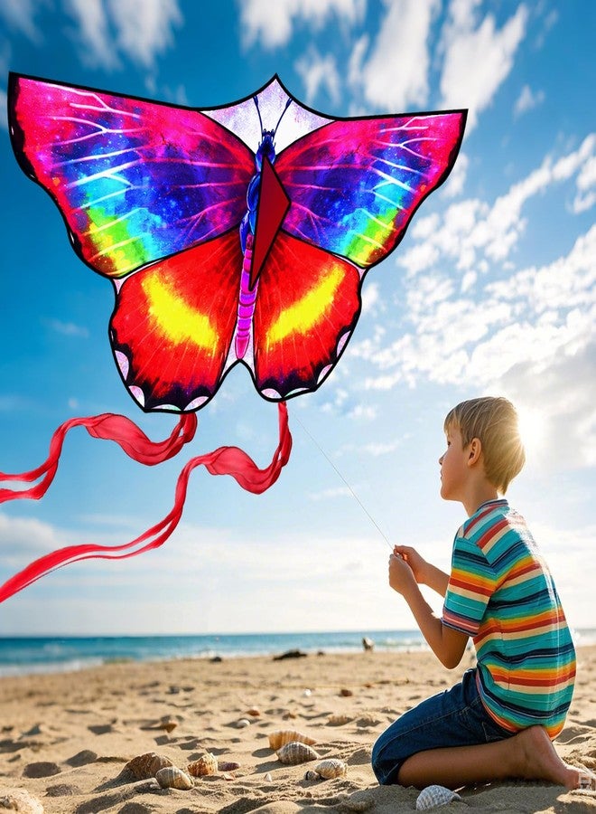 FejoHify Butterfly Kite Kids Adults Easy to Fly Assemble Ages 4-8 8-12 Single line String Handle 210t Ripstop Nylon Fabric Beach Park Outdoor Activities (Multi-Color) - Image 2