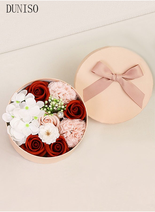 DUNISO Artificial Rose Flower Gift Box,Soap Flower Gift Box, Eternal Flower Box, for Wedding, Mother's Day, Valentine's Day,Red  - Image 1