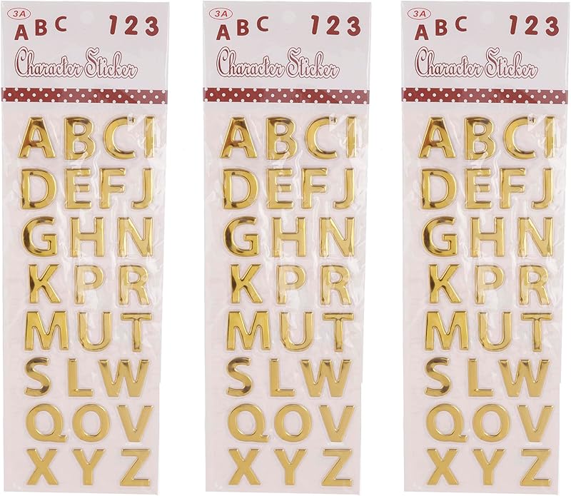 3A Plastic English Letters Educational Sticker Set Of 3 Pieces For Kids - Yellow 13X40A - 3A-5034-Yellow2