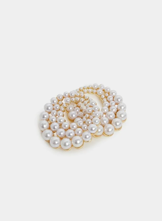 Styli  Women Gold Faux Pearl Statement Earrings for Women | Best Price UAE
