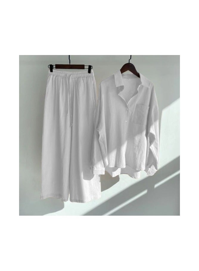 Shougu Shirt Set High Waisted Loose Pants - Image 1