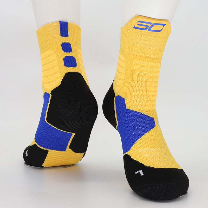 Kids High-Top Basketball Socks Elite Cotton Curry Yellow  - Image 1