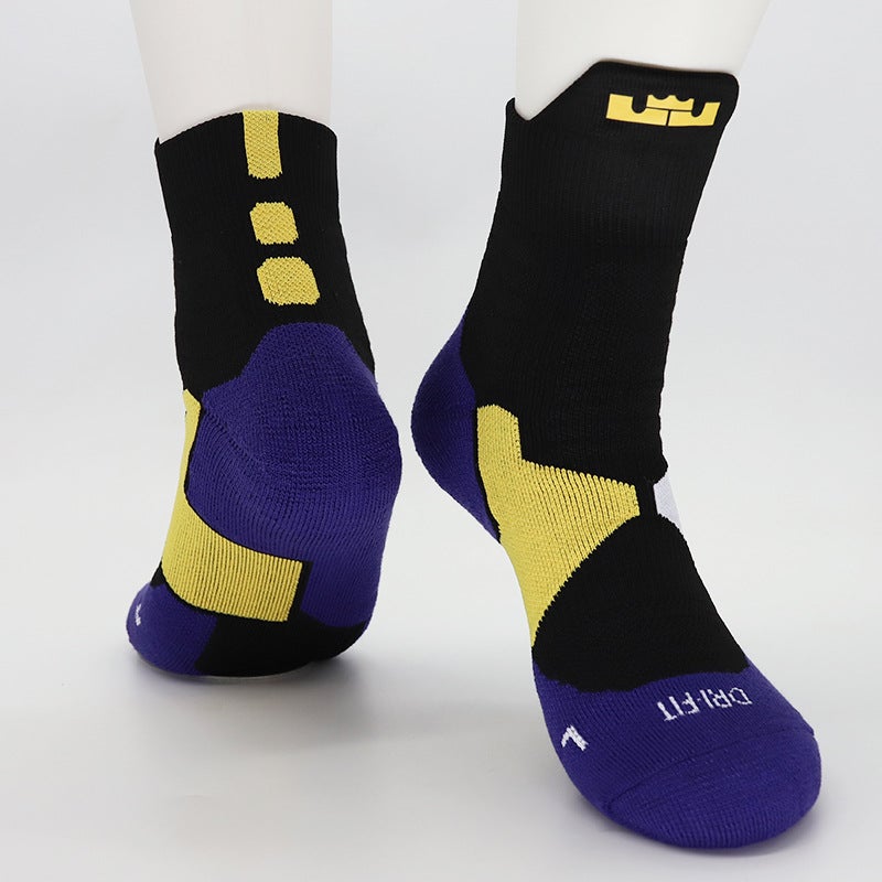 Kids High-Top Basketball Socks Elite Cotton Curry Yellow  - Image 4