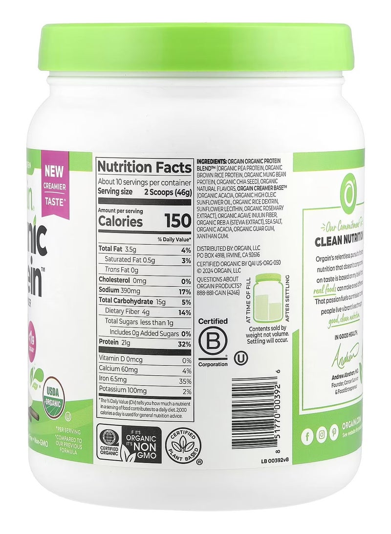 Orgain Organic Protein™ Powder, Plant Based, Vanilla Bean, 1.02 lbs (462 g) - Image 2