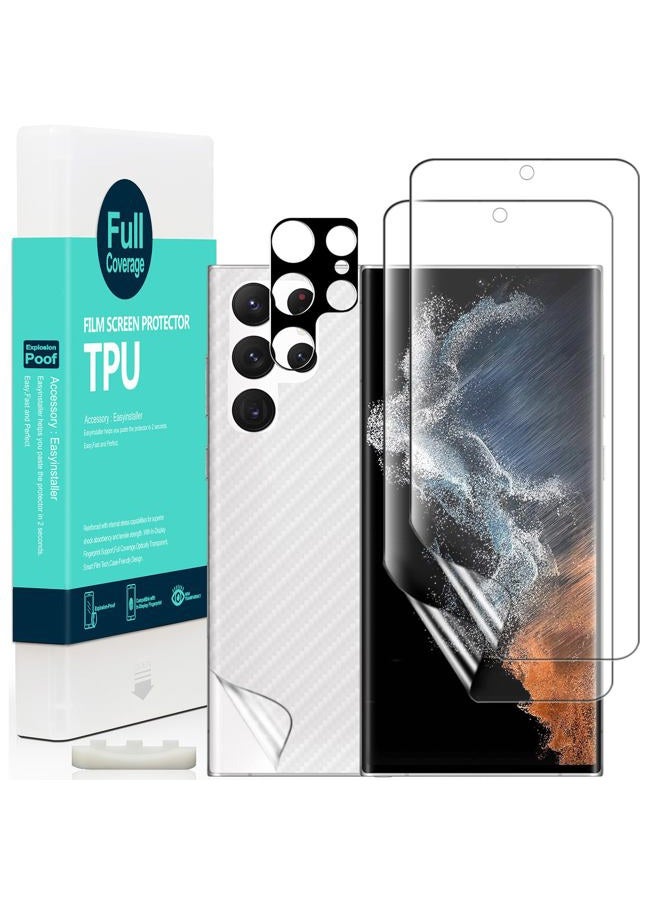 Ibywind [Pack of 2] Samsung Galaxy S22 Ultra 5G Screen protector (6.8 Inch) with Camer lens protector and Back Carbon Fiber Film,Bubble-Free,Smart Film Tech,99% HD Clear,Easy to install,Case Friendly - Image 1