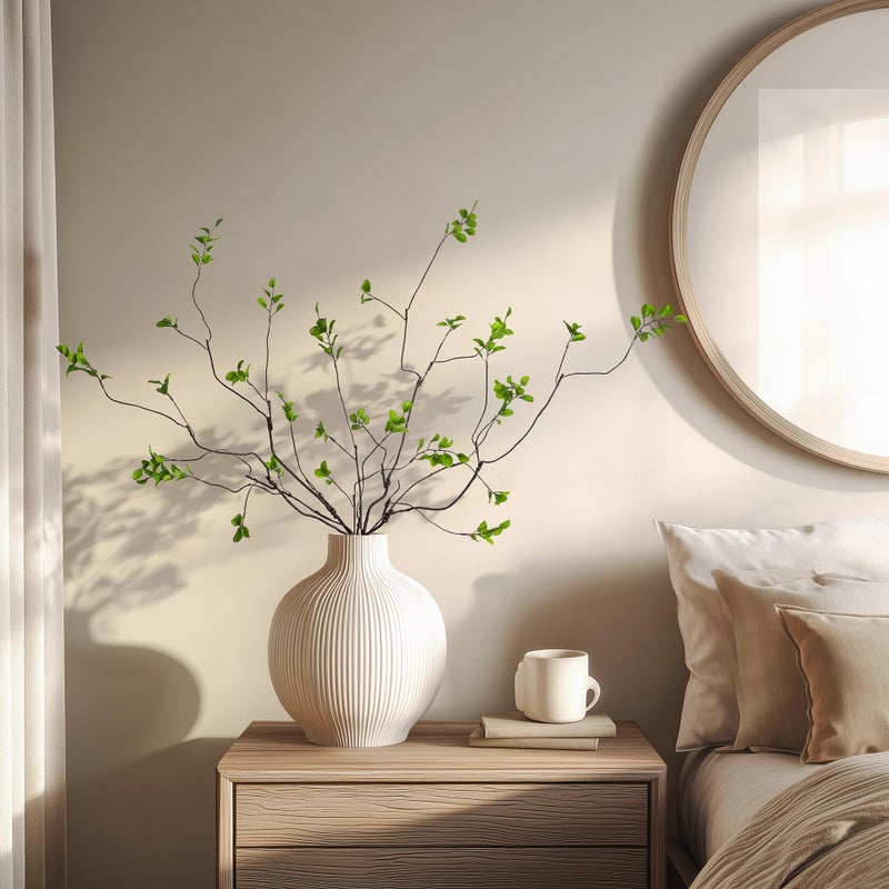 Ttranewsoo 4 Pcs Fall Stems Artificial Ficus Branches, 35.4 Inch Faux Eucalyptus Stems Fall Decor, Fake Leaves Fall Decorations for Home, Autumn Table Decor Fall Branches for Vase Green - Image 5
