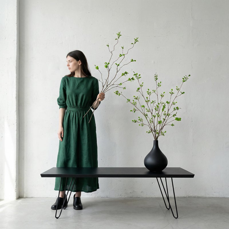 Ttranewsoo 4 Pcs Fall Stems Artificial Ficus Branches, 35.4 Inch Faux Eucalyptus Stems Fall Decor, Fake Leaves Fall Decorations for Home, Autumn Table Decor Fall Branches for Vase Green - Image 4