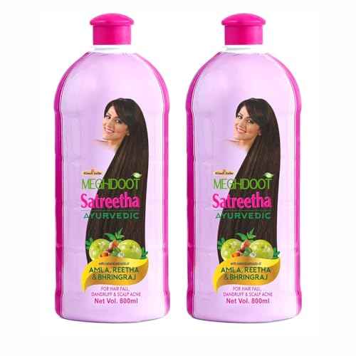 Meghdoot Ayurvedic Satreetha Shampoo Enriched With Natural Extracts of Amla, Reetha & Bhringraj For Hair Fall Control & Scalp Acne Healthy Hair Men & Women || Pack of 800ml Each (Pack of 2) - Image 1