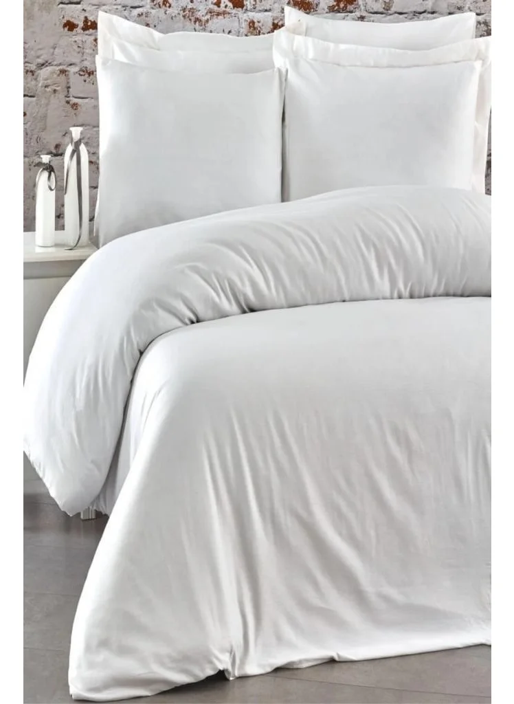 Ender Home Double Duvet Cover Set Plain Cotton Satin Home Hotel Type Boxed