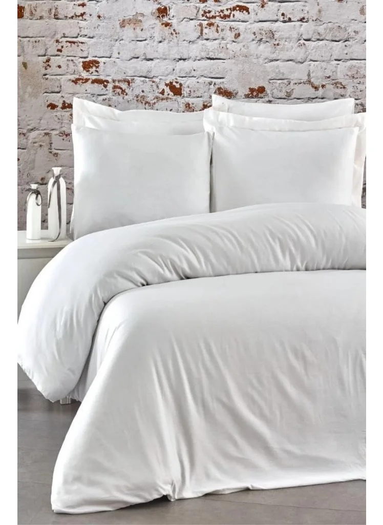 Ender Home Double Duvet Cover Set Plain Cotton Satin Home Hotel Type Boxed
