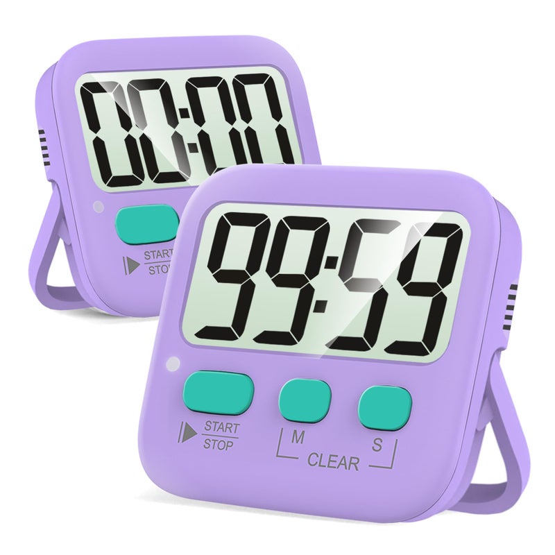 Antonki 2 Pack Digital Timer for Kids Magnetic Countdown Kitchen Timers for Cooking Egg Classroom Teacher Exercise Study Oven  Battery Included