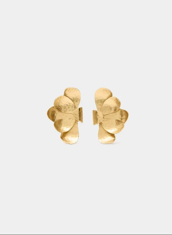 بارفوا أقراط نصف زهرة مع نقش ذهبي بارز