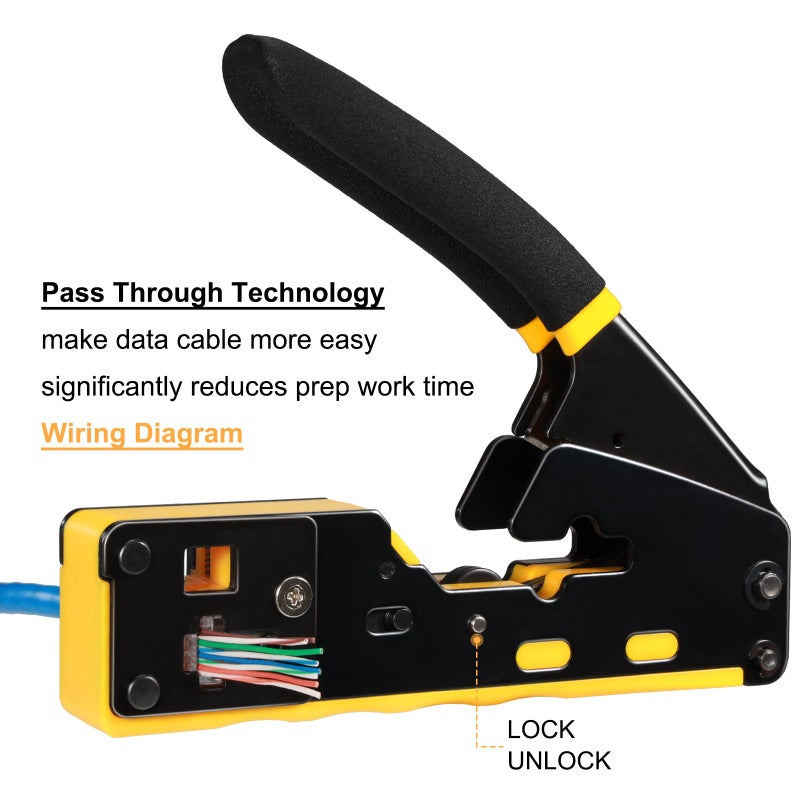 Therathy RJ45 Crimp Tool Pass Through Ethernet Crimper for Cat5e Cat6 Modular Plugs, All-in-One Cat6 Crimping Tool - Image 4