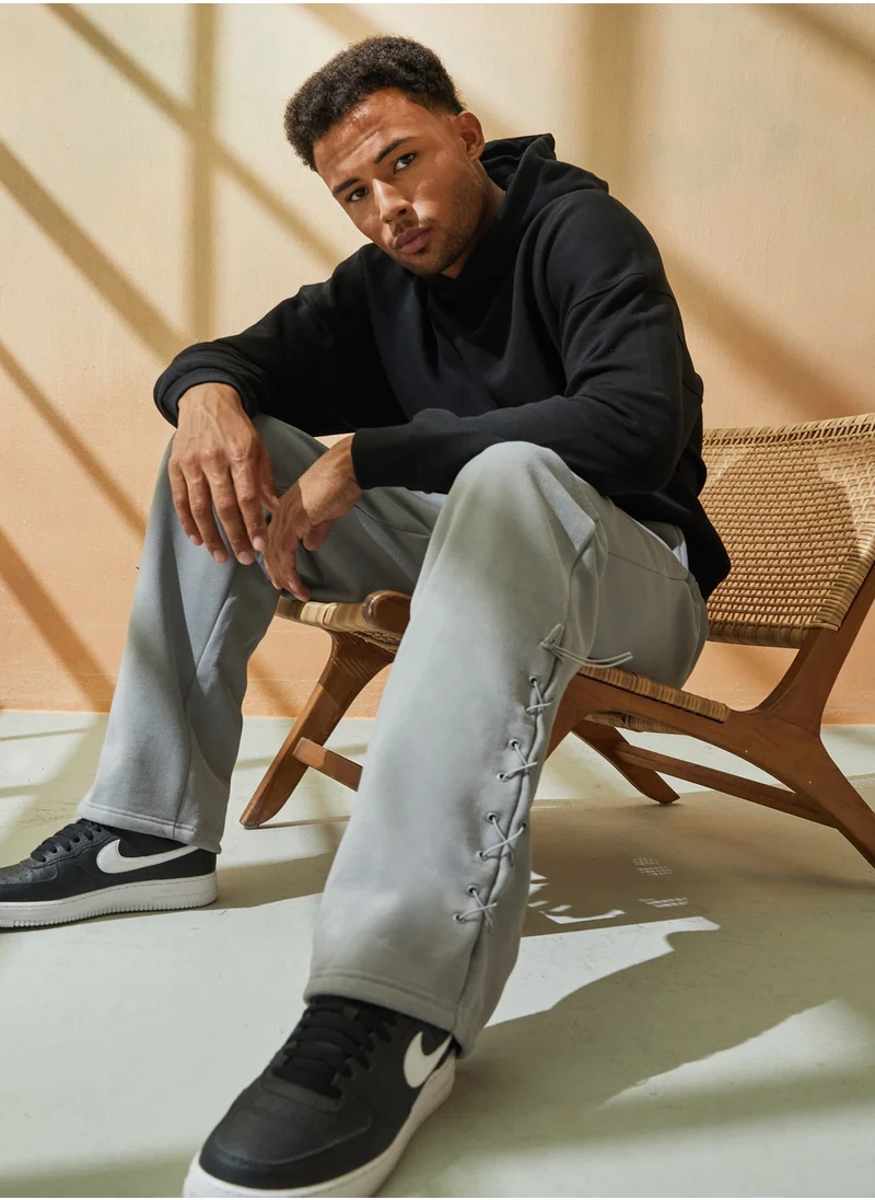 Styli Eyelet Detail Bonded Fleece Oversized Joggers