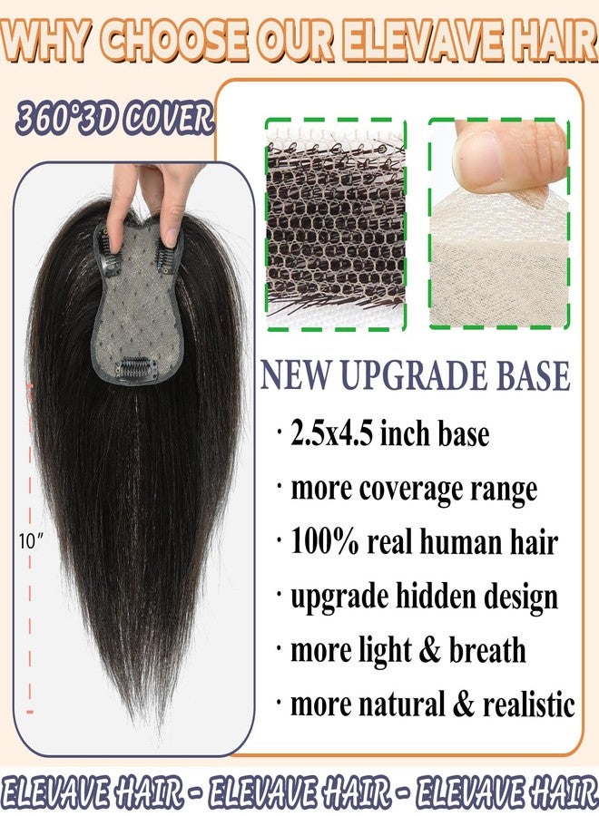 ELEVAVE Hair Toppers for Women Real Human Hair, 12 Inch 360° 3D Upgrade Middle Part Toppers for Women with Thinning Hair (3 Clips-12 Inch-Dark Brown) - Image 3
