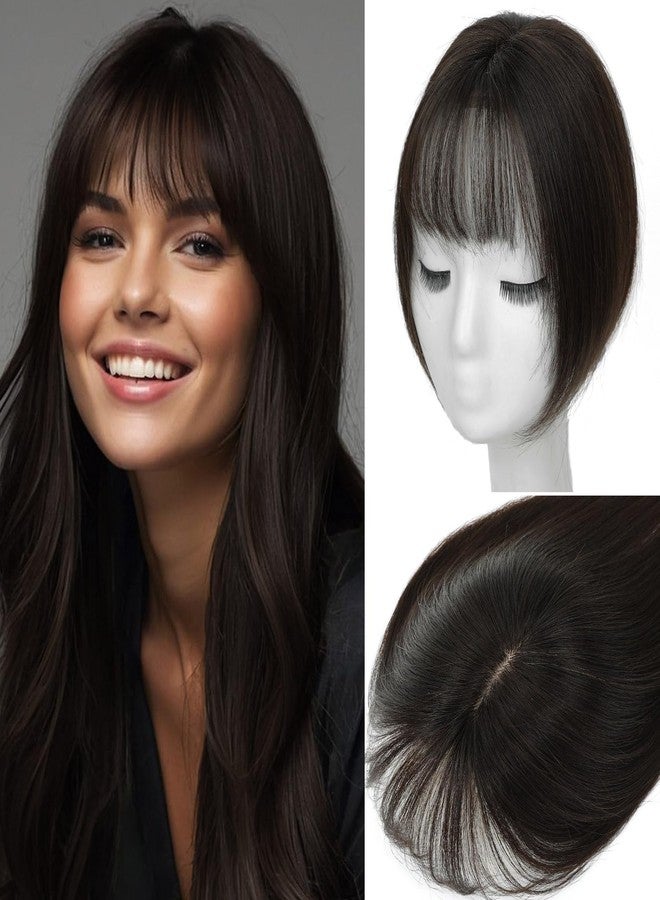 ELEVAVE Hair Toppers for Women Real Human Hair, 12 Inch 360° 3D Upgrade Middle Part Toppers for Women with Thinning Hair (3 Clips-12 Inch-Dark Brown) - Image 1