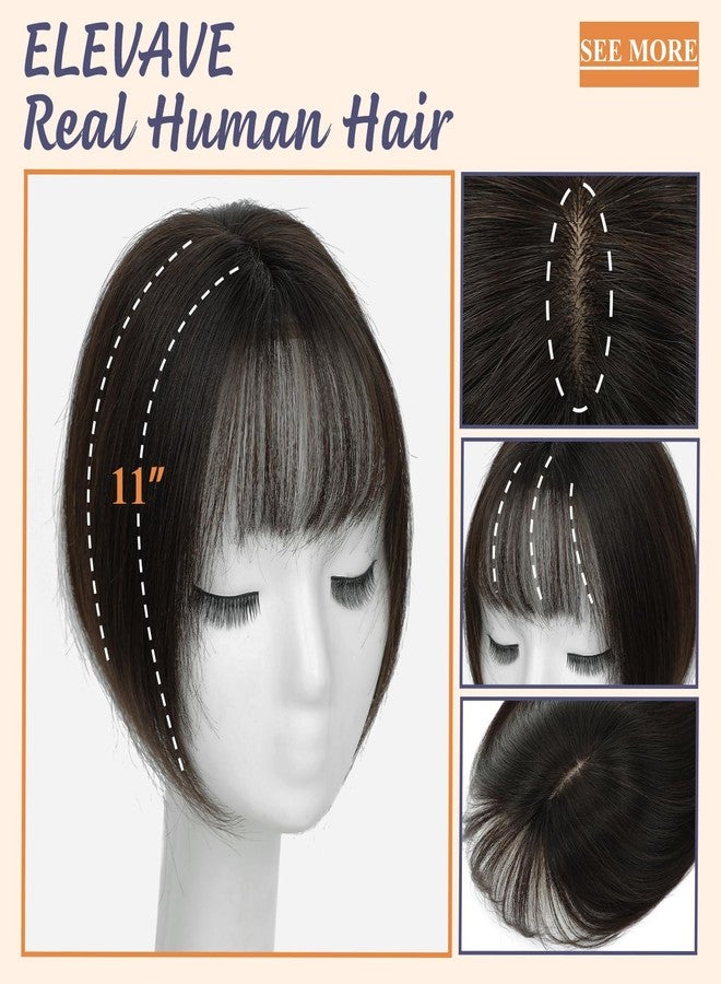 ELEVAVE Hair Toppers for Women Real Human Hair, 12 Inch 360° 3D Upgrade Middle Part Toppers for Women with Thinning Hair (3 Clips-12 Inch-Dark Brown) - Image 2