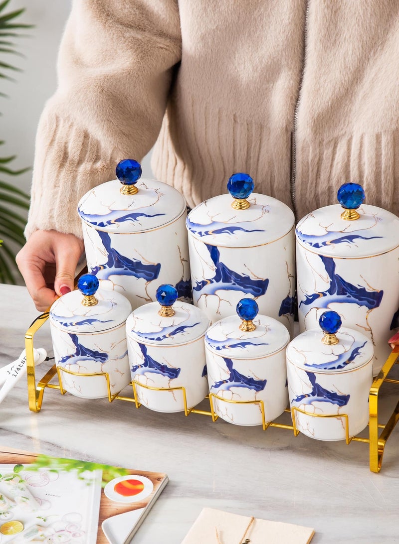 لا مايا طقم توابل 11قطعة بورسالين نيو ماربل من لا مايا ازرق  7MF385-2113A - Image 1