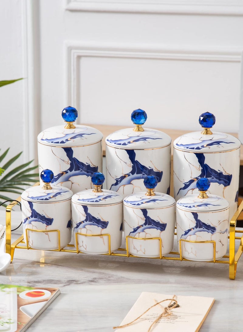 لا مايا طقم توابل 11قطعة بورسالين نيو ماربل من لا مايا ازرق  7MF385-2113A - Image 2