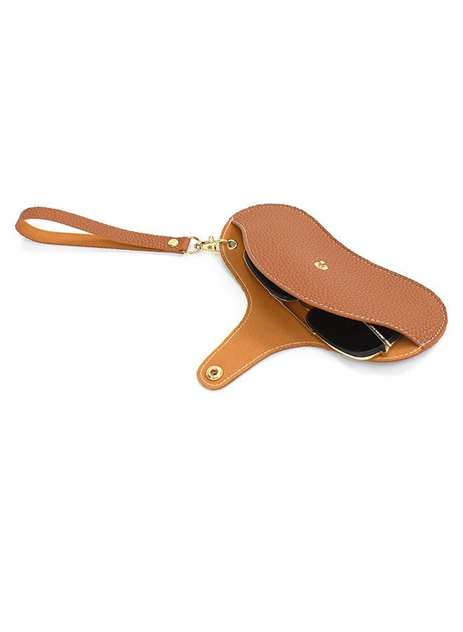 O Ozone Portable Soft Genuine Leather Glasses Case Slim Travel Sunglasses Pouch Outdoor Carrying Organizer Eyeglass Bags with Wrist Strap Reading Glasses Case for Men Women - Grey  - Image 3