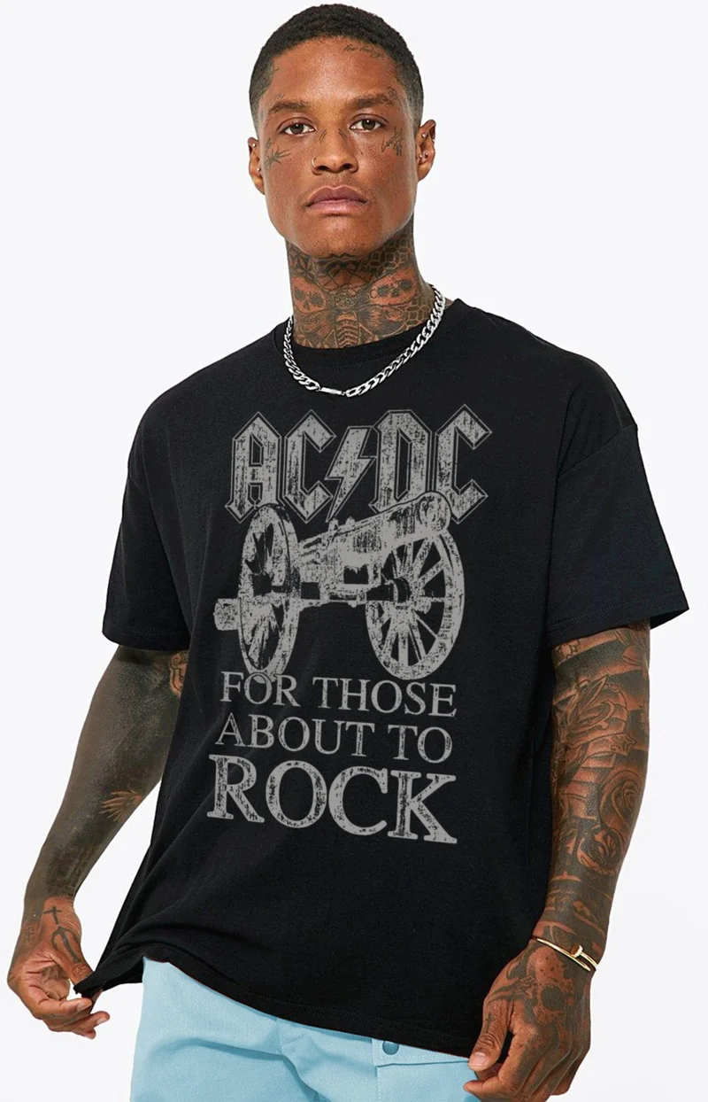 Top Rock Acdc Black Oversize Men's T-shirt