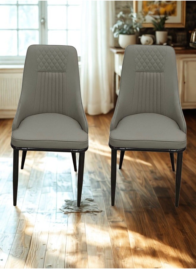 SMART HOME Dining Chair Set of 2, Comfortable and Modern Dining Chair for Living Room, Luxury Dining Chair with Modern Design - Faux Leather Chair with Wooden Legs - Perfect for Dining Rooms, Lounges and Cafes  - Image 1
