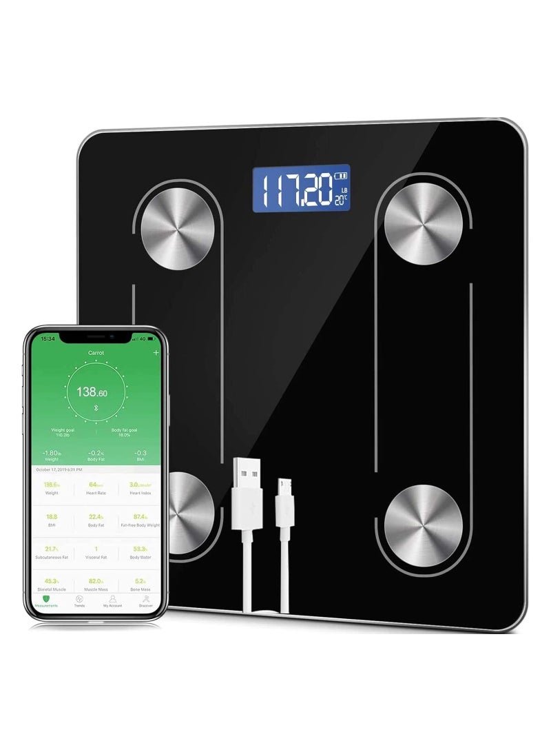 NNEWVANTE Smart Scale with Bluetooth, Body Fat Scale, Wireless Digital Bathroom Scale, 12 Measurements, Weight/Body Fat/BMI, Fitness Body Composition Analysis - Image 1