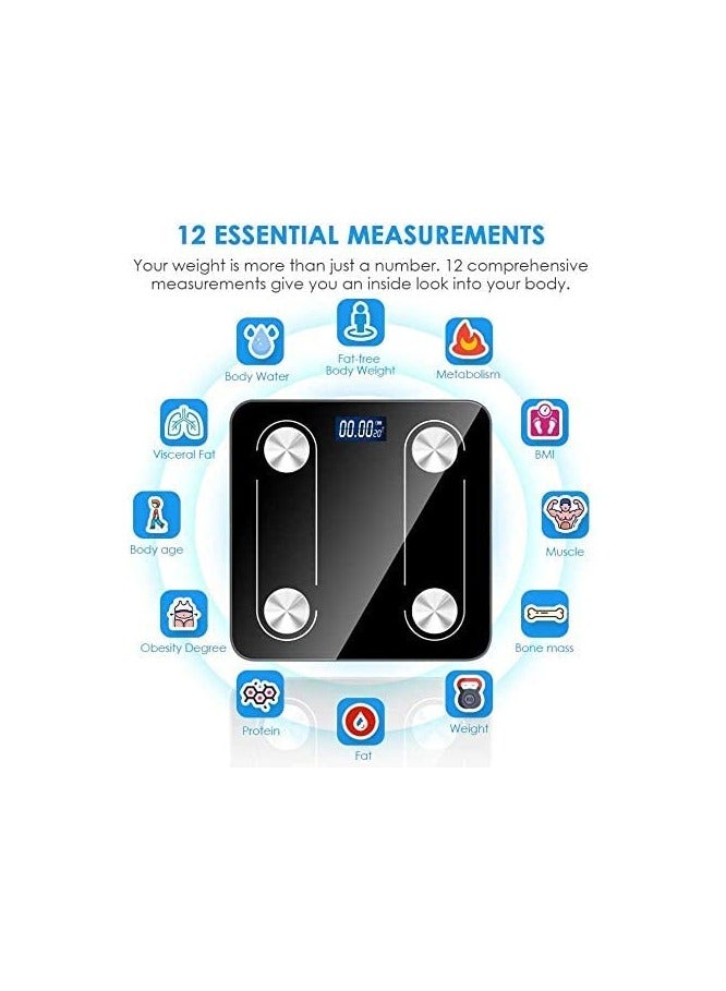 NNEWVANTE Smart Scale with Bluetooth, Body Fat Scale, Wireless Digital Bathroom Scale, 12 Measurements, Weight/Body Fat/BMI, Fitness Body Composition Analysis - Image 2