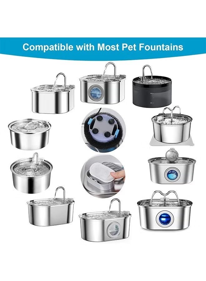 مرشحات نافورة مياه القطط بسعة 108/3.2 لتر و67 أونصة/2 لتر من الفولاذ المقاوم للصدأ مع 8 إسفنجات (8 مرشحات و8 إسفنجات) - Image 2