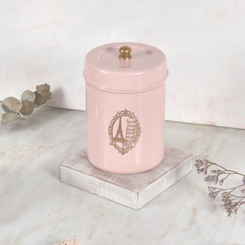 Elan Stainless Steel Food Storage Canister, Stainless Steel Round Container -Paris-Light Pink, 800ml - Image 5