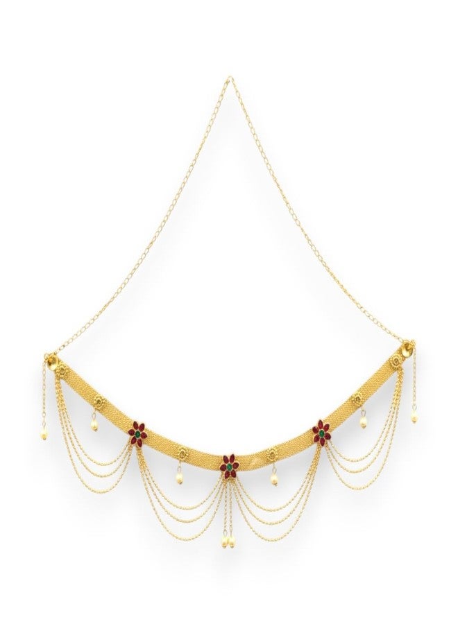 ACCESSHER Women's & Girls Multicolor Adjustable Waist Chain Stylish Belly Chain/Kamar Chain with Red- Green Stones Waist Belt/Kamarbandh for Saree, Dresses & Jeans - Image 1