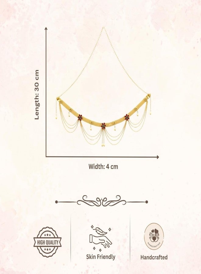 ACCESSHER Women's & Girls Multicolor Adjustable Waist Chain Stylish Belly Chain/Kamar Chain with Red- Green Stones Waist Belt/Kamarbandh for Saree, Dresses & Jeans - Image 5