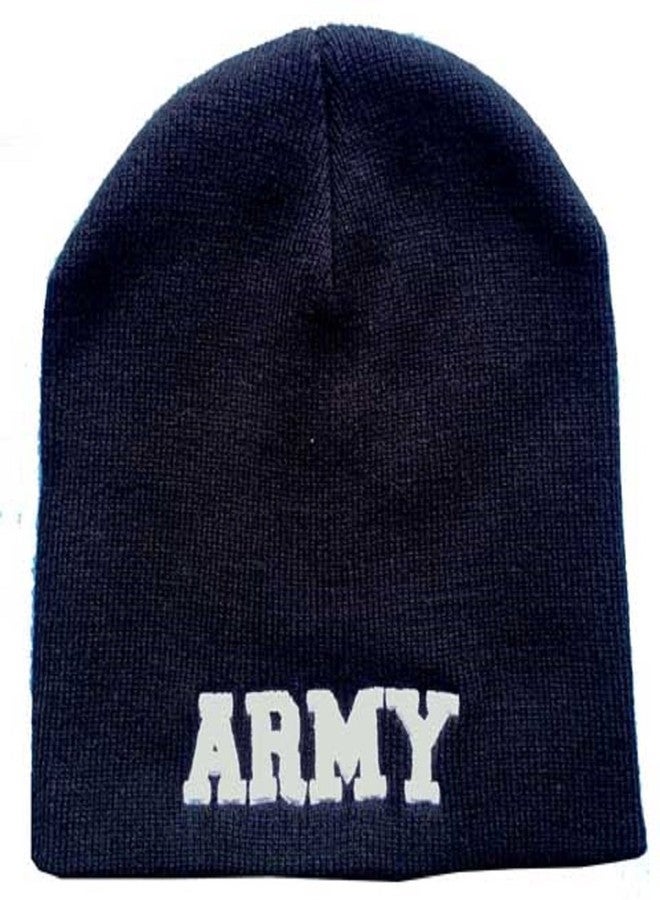 8" U.S. Army Letters Military Black Embroidered Beanie Skull Cap Hat 601D