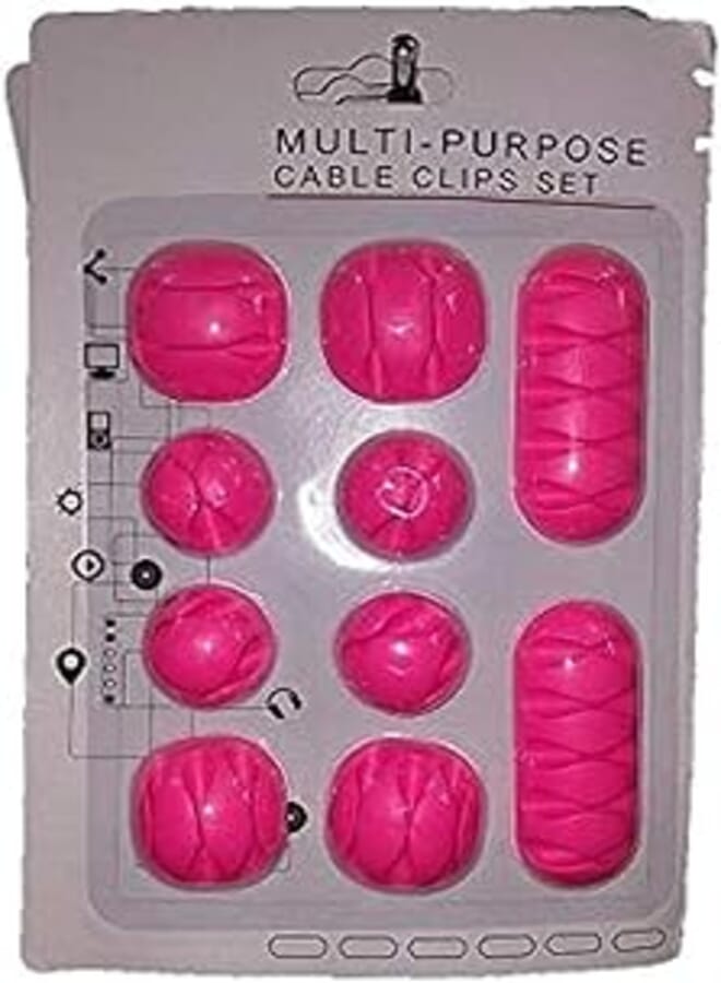 Power Cords & Charging Accessory Cable Clips (10 Pieces, Pink) 