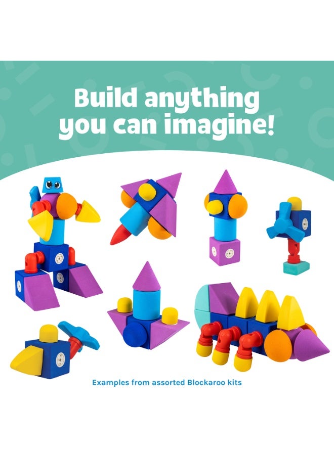 blockaroo Blue Marble Magnetic Foam Building Blocks - 50 piece Builder Set! - Image 2