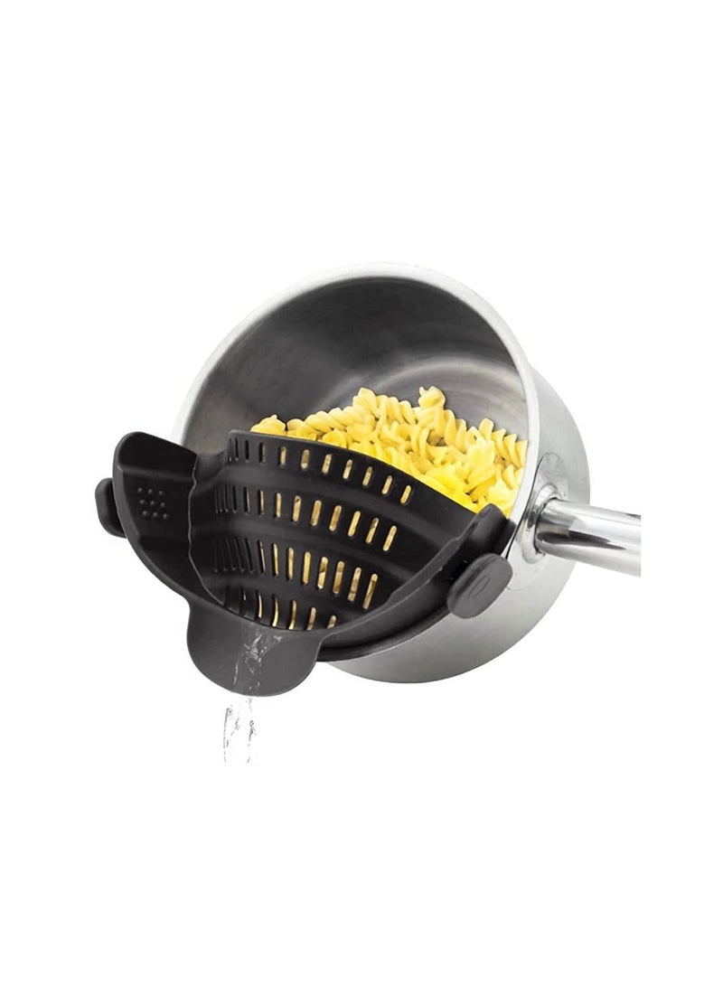 Cool Baby Colander - Silicone Strainer for pot, pan, or bowl, kitchen essentials - strainer - kitchen organizer - 100% Food-grade - BPA/free - black - Image 1