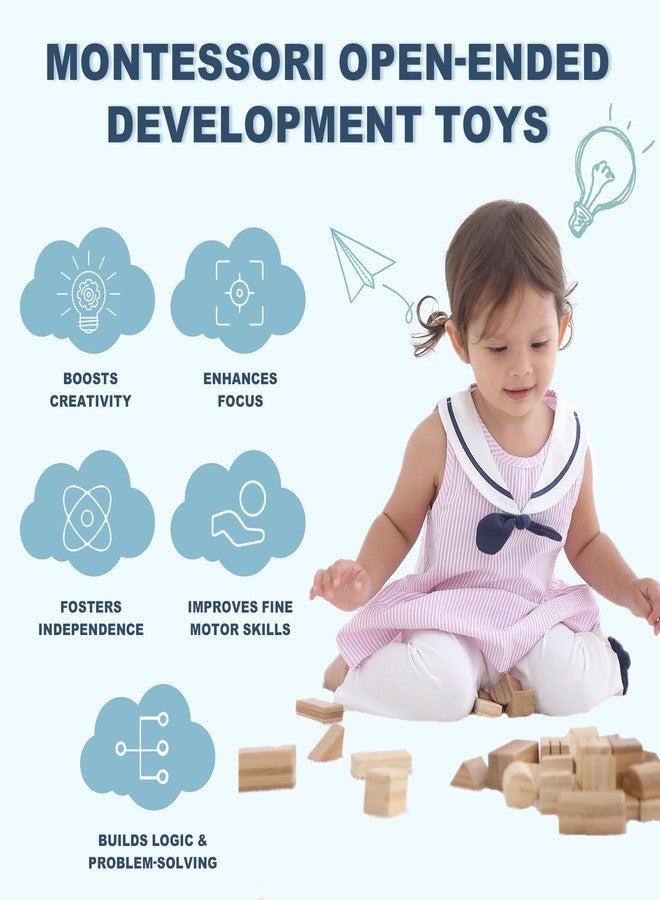 Udeas 80-Piece Wooden Alphabet Building Blocks Set - Creative ABC Letters, Numbers & Shapes Blocks for Building Castles, Rockets, Robots | Educational Stacking Toys with Math Symbols for Kids Ages - Image 2