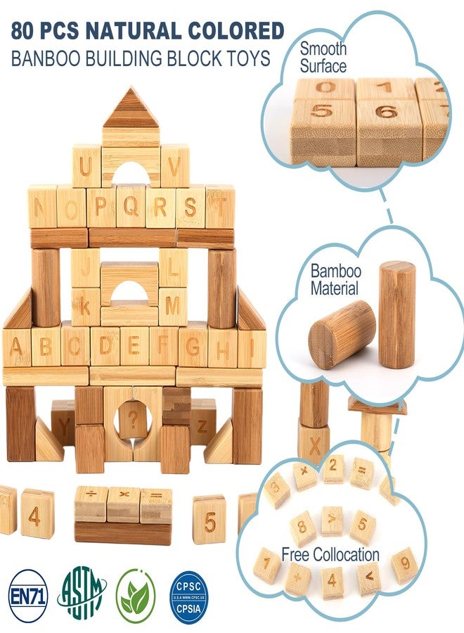 Udeas 80-Piece Wooden Alphabet Building Blocks Set - Creative ABC Letters, Numbers & Shapes Blocks for Building Castles, Rockets, Robots | Educational Stacking Toys with Math Symbols for Kids Ages - Image 5