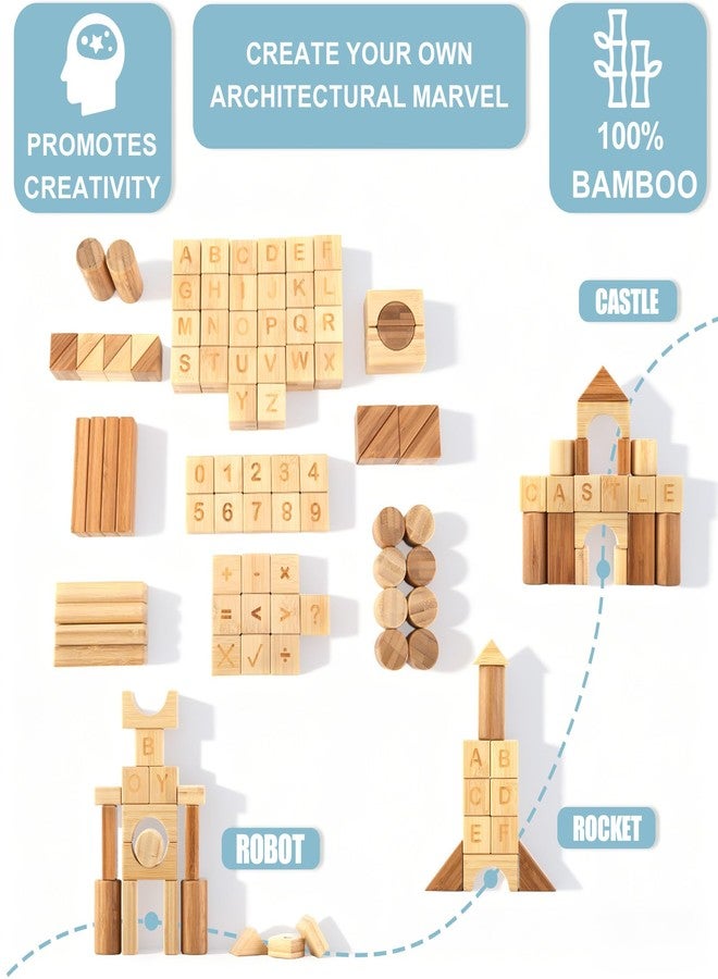 Udeas 80-Piece Wooden Alphabet Building Blocks Set - Creative ABC Letters, Numbers & Shapes Blocks for Building Castles, Rockets, Robots | Educational Stacking Toys with Math Symbols for Kids Ages - Image 4