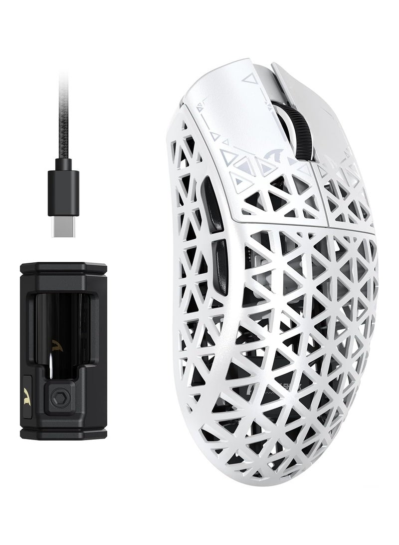 ATTACK SHARK R5 Ultra Carbon Fiber HyperSpeed ​​Wireless Gaming Mouse, 39g Ultra-Lightweight Mouse, 2.4G/BT/USB-C Wired, PAW3950MAX Sensor, 8KHz Wireless Polling Rate, 42000DPI, for Windows/Mac–White - Image 1
