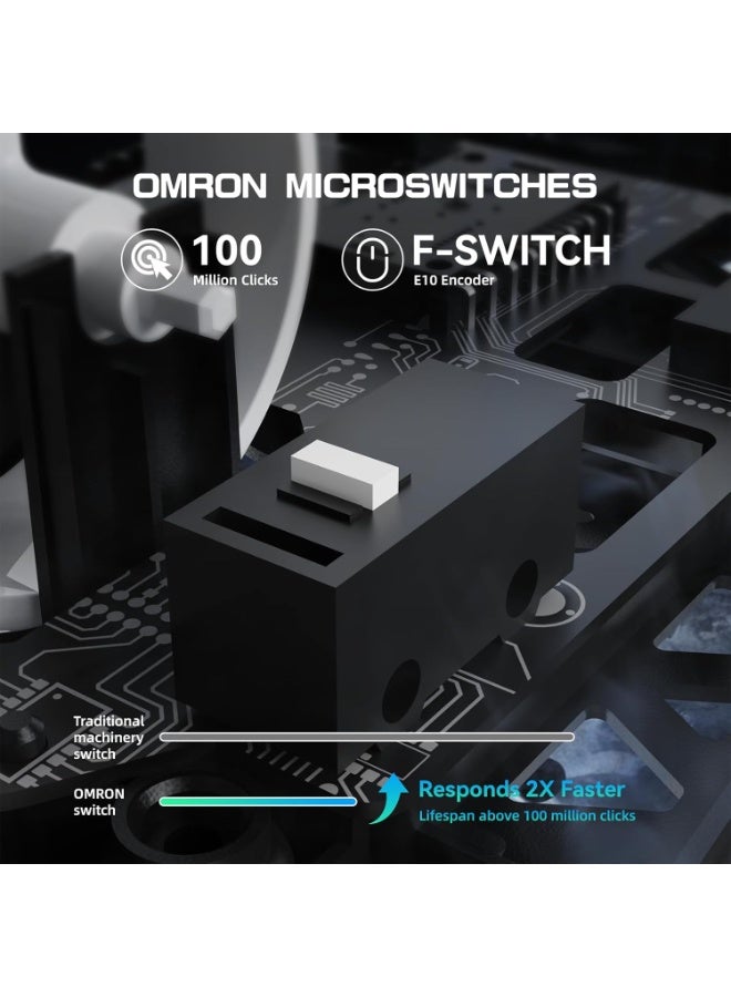 ATTACK SHARK R5 Ultra Carbon Fiber HyperSpeed ​​Wireless Gaming Mouse, 39g Ultra-Lightweight Mouse, 2.4G/BT/USB-C Wired, PAW3950MAX Sensor, 8KHz Wireless Polling Rate, 42000DPI, for Windows/Mac–White - Image 5