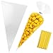 Jinshining 100Pcs 7x15 Inch Clear ConeShaped Treat Bags Cellophane TriangleCarrotShaped Pouches with Ties Ideal for Graduation Parties Candy Popcorn Snacks Decorative Gift Bags for Events - Image 1