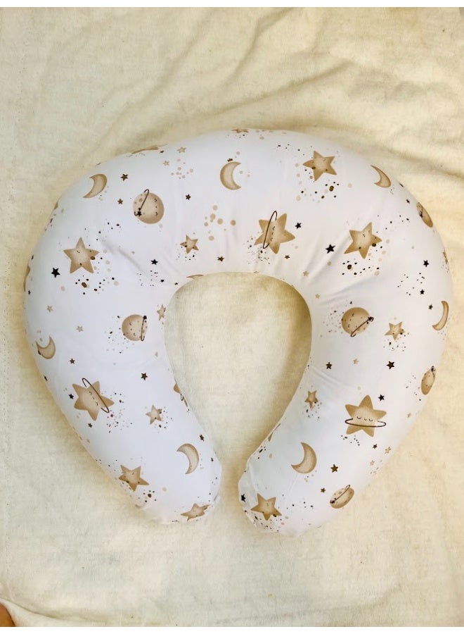 Little Bee Baby Nursing Pillow Breast Feeding Nursing Pillow and sitting Positioner for Babies, Feeding Support for Mom & Baby, Tummy Time Pillow, for Breastfeeding & Bottle feeding Nursing Pillow (Brown And White Cotton Print) - Image 5