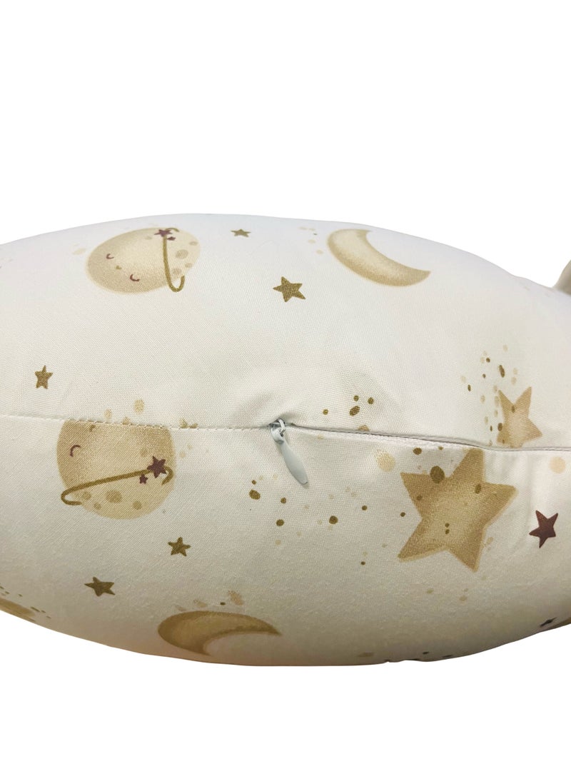 Little Bee Baby Nursing Pillow Breast Feeding Nursing Pillow and sitting Positioner for Babies, Feeding Support for Mom & Baby, Tummy Time Pillow, for Breastfeeding & Bottle feeding Nursing Pillow (Brown And White Cotton Print) - Image 4