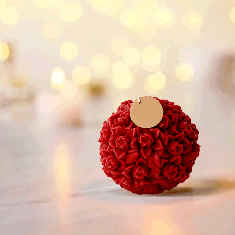 Smello Large Rose Ball Candle Mold I 3D Fondant Flower Silicone Plaster Epoxy Mould I for DIY Handmade Chocolate Candle Making Cake Dcor Aromatherapy Soap Resin Art Craft Making Home Party Decoration